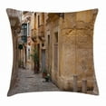 thumbnail image 1 of Travel Throw Pillow Cushion Cover, Old Narrow Street European Town in Vittoriosa Malta Historical Architecture Country, Decorative Square Accent Pillow Case, 18 X 18 Inches, Sand Brown, by Ambesonne, 1 of 2