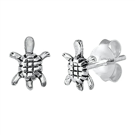 Sterling Silver Turtle Stud Earrings