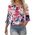 thumbnail image 1 of Hauts pour Femmes 2025 Blouses d'Été Mode Imprimé St. Patrick Style Ethnique Décontracté Imprimé Col Rond Chandail à Capuchon avec Chapeau Blouses pour Femmes Manches 3/4, 1 of 5