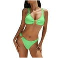 thumbnail image 2 of Jjayotai O-Ring Bikini Sets, Bathing Suit, Cheeky Ribbed Colorblock Textured Swimwear, Two Piece Swimsuit for Women Green S, 2 of 7