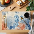 thumbnail image 2 of Blue Red Seahorse Coastal Placemats Set of 4 Summer Beach Coral Nautical Vintage Place Mats Indoor Wipeable Table Mats Washable Dining Table Placemats for Kitchen Holiday Party Home Decor 13x19 Inch, 2 of 9
