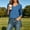 Blue, variant on Puntoco Women's 3/4 Sleeve Oversized T-Shirts V Neck Comfy Casual Tunic Tops Knit Side Basic Split Loose Fit Tees White XL
