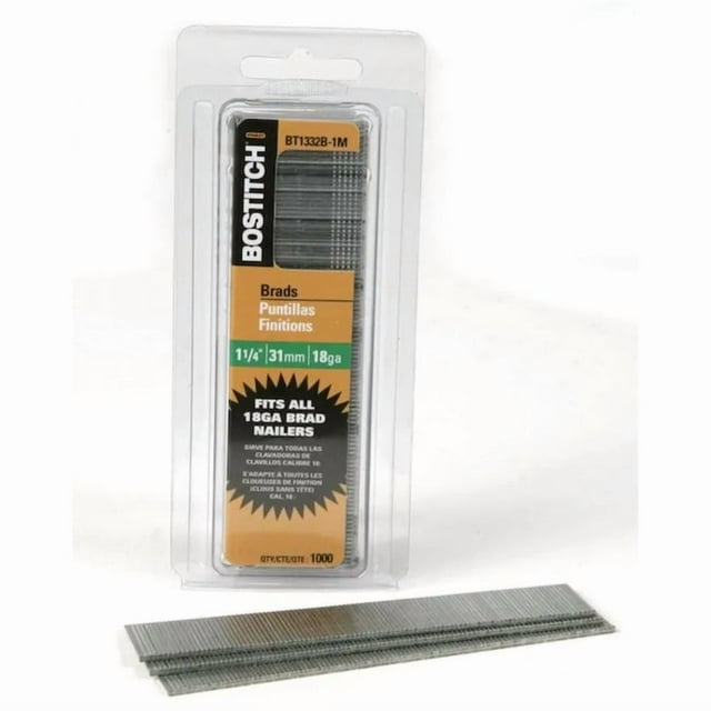 Brad Nails Bostitch, 18 Ga, 1.25 pulgadas, 1000 unidades, con revestimiento en tiras