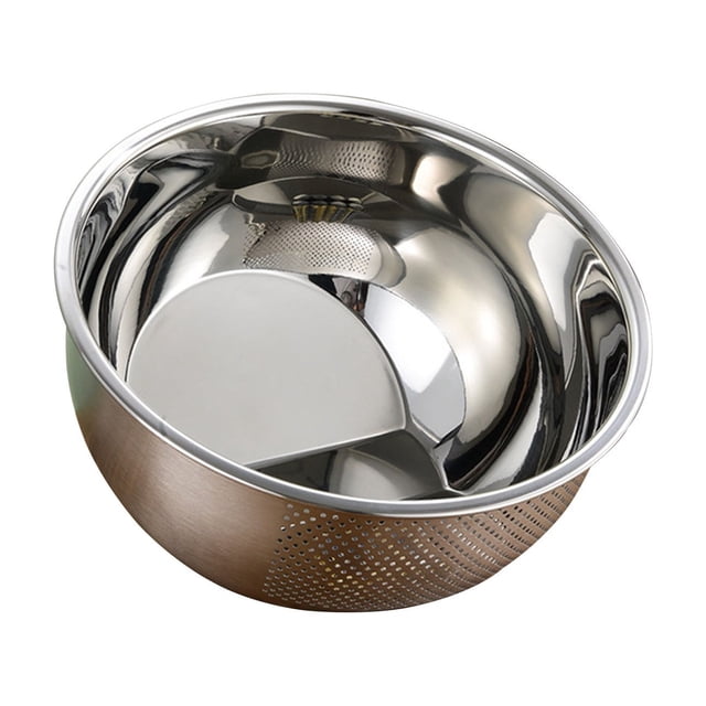 Fruit Basket for Kitchen Stainless Steel Drainage Basket Cleaning Vegetables and Fruits Rotating Drainage Basket Kitchen Rice Cleaning Drainage Tools Stainless Steel Bowl