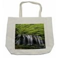 thumbnail image 1 of Waterfall Shopping Bag, Multiple Waterfalls Surrounded by Black Rocks and Green Trees Nature, Eco-Friendly Reusable Bag for Groceries Beach and More, 15.5" X 14.5", Cream, by Ambesonne, 1 of 2