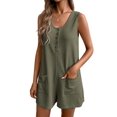 thumbnail image 1 of Mono tipo gofre Romper Ekouaer para mujer, sin mangas, color oliva, XXL, 1 of 6