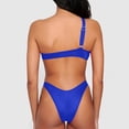 thumbnail image 4 of Conjunto de Bikini Floral 3D para mujer, bañador Sexy con un hombro recortado, traje de baño verde neón con realce, traje de baño de cintura alta para playa 2024, 4 of 5