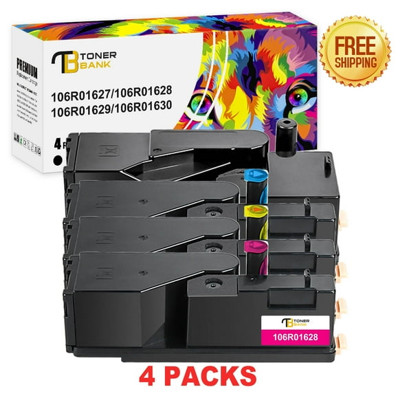 Toner Bank 4-Pack Compatible Toner Replacement for Xerox 106R01630 106R01627 106R01628 106R01629 Phaser 6000 6010 6010N WorkCentre-6015V Printer Ink High Yield Black, Cyan, Magenta, Yellow