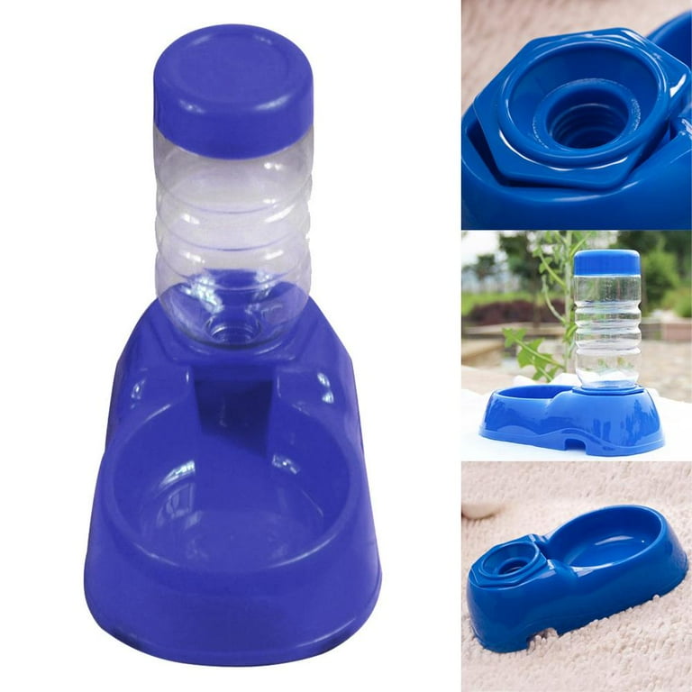 SODIAL(R) Pet Dog Puppy Cat Kitten Water Dispenser Food Dish Bowl Automatic  Feeder Blue