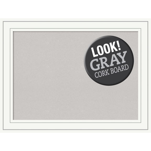 Amanti Art Framed Grey Cork Board, Craftsman White