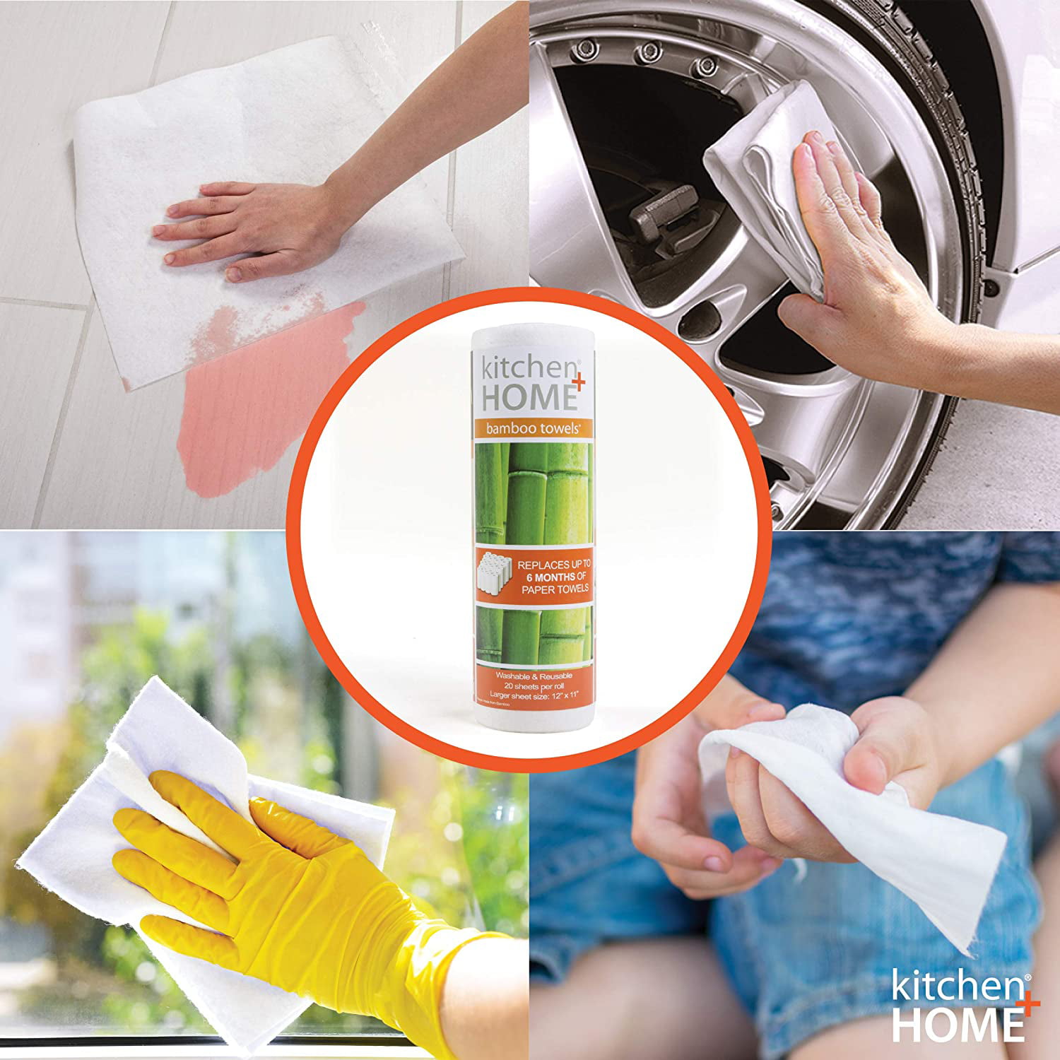 WHOLEROLL Reusable Bamboo Paper Towels for Kitchen Bathroom Cleaning W