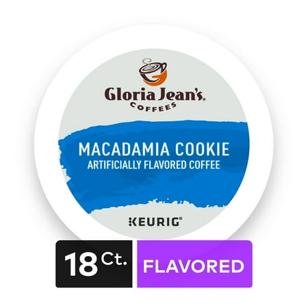 Gloria Jean's Macadamia Cookie Keurig Single-Serve K-Cup Pods, Medium Roast Coffee, 18 Count