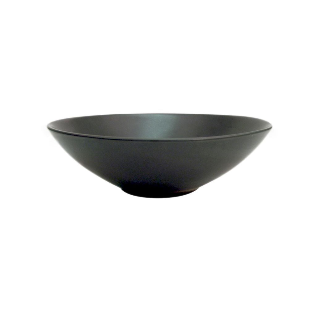 Japanese Style, Soup/Salad Bowl 40 Oz. NonGlare Glaze Black 9"Dia. X 21/2"H, Stoneware, Black