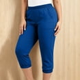 thumbnail image 5 of VBVC Women's Elastic Waist Capri Jogger Pants , Lightweight Stretchy Cropped Pants For Women,Ladies' Athletic Trousers with Visible Stitching Pockets,Blue,XL-5XL, 5 of 10