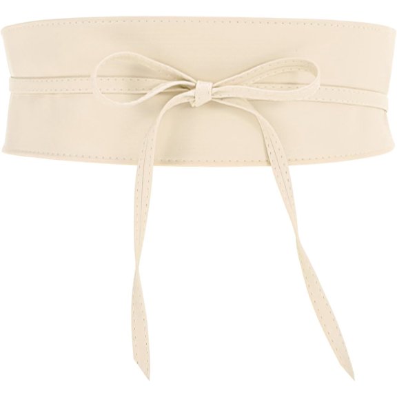 YooGuoGuo Women Obi Waist Belt Faux Leather Wide Wrap Around Bowknot Belt Ladies Waistband Belts for Dress Light Beige, S