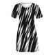 thumbnail image 4 of Puntoco Falda Larga Estampada Informal Para Mujer, Jersey Con Cuello Redondo, Vestido De Manga Corta, Vestido De Cuello Redondo De Manga Corta, Negro Xl,Regalos Para Mujer Joven, 4 of 4