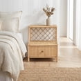 thumbnail image 3 of Brown Rattan Nightstand with 1 Drawer and Bohemian Style, 3 of 5