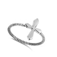 thumbnail image 4 of Oxidized Rope Twist Cross Ring .925 Sterling Silver Catholic Band Jewelry Female Male Unisex Size 8, 4 of 4