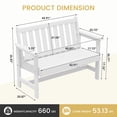 thumbnail image 3 of LOYALICE HDPE 48.8" 2-Person Weather-Resistant Park Bench for Outdoor Use, with Wide Armrests and Backrest, Suit for Garden, Porch and Park, White, 3 of 8