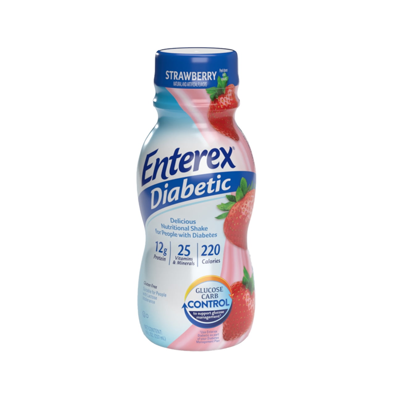 Enterex Diabetic Nutritional Meal Replacement Shake,for People with Diabetes,Strawberry,8 fl oz,16 Pack