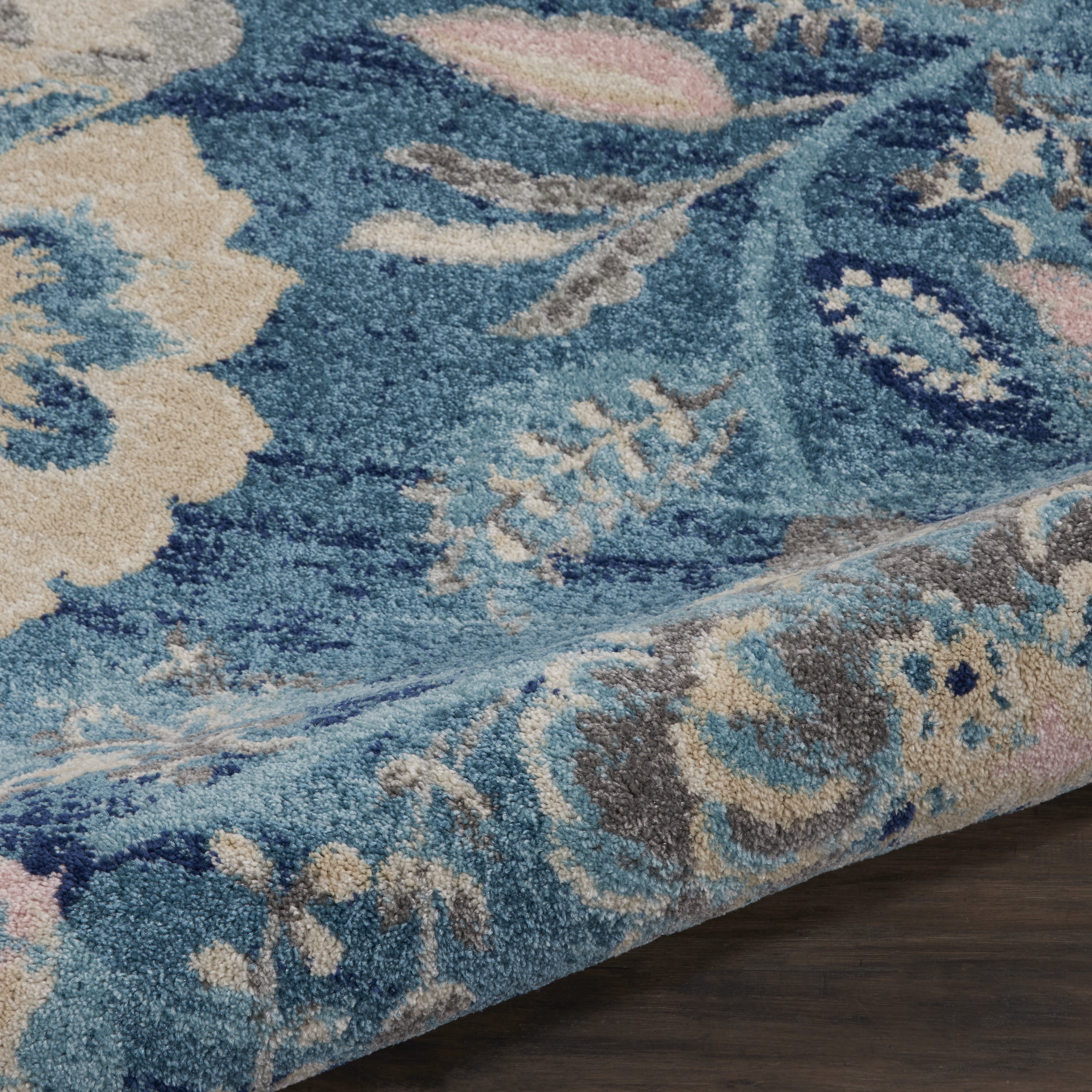 Serene Modern Floral Turquoise 2' x 4' Area Rug, (2' x 4')
