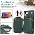 thumbnail image 3 of iPhone 13 Pro Max Wallet Case with Crossbody Strap, Dteck Zipper Pocket Purse Phone Case with RFID Blocking Card Holder Compatible with iPhone 13 Pro Max, Green, 3 of 10