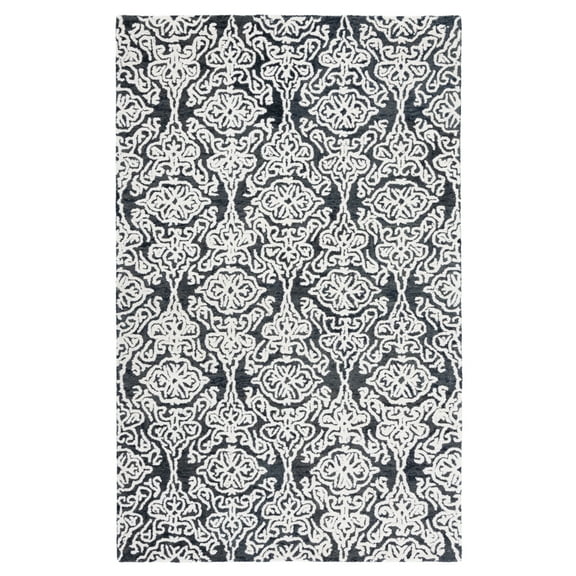 SAFAVIEH Blossom Asher Geometric Wool Area Rug, Black/Ivory, 5' x 8'