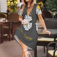 thumbnail image 3 of Naloa Keep Life Simple Daisy Flower Print Womens Summer A-Line Dress with Pockets,Short Sleeve Dresses,Flowy Beach Swing Dress for Vacation Travel, 3 of 6