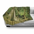 thumbnail image 2 of Tree Soft Flannel Fleece Throw Blanket, Scene of a Big Tree Trunk in Thailand, Cozy Plush for Indoor and Outdoor Use, 50" x 70", Fern Green Pale Green, by Ambesonne, 2 of 5