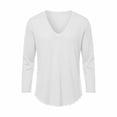 thumbnail image 4 of Muscularfit T Shirt Men Muscle Vintage T Shirts Baggy Cotton Shirts Tops 3/4 Sleeve White V-Neck Classic T-Shirt Mens Summer Shirts,M, 4 of 6