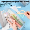 thumbnail image 5 of Hyknon Transparent Mesh Pencil Cases, Simple Large Capacity Stationery Bag with Zipper, Portable Rectangular Pencil Case Pouch, Multi-Functional Stationery Pouch for Makeup Office Travel Daily, Blue, 5 of 6