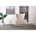 thumbnail image 4 of Accent Chair with Ottoman, Button Tufted Wingback Armchair with Footrest, Modern Velvet Upholstered Reading Single Sofa Chair with Gold Metal Leg for Living Room, Bedroom, Office (Beige), 4 of 6