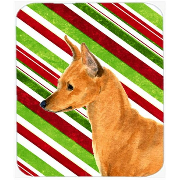Min Pin Candy Cane Holiday Christmas Mouse Pad, Hot Pad Or Trivet
