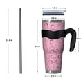 thumbnail image 4 of 40oz Tumbler,Pink Breast Cancer Insulated Tumblers with Removable Handle,Stainless Steel Double Vacuum Coffee Tumbler Cup with Straw for Home,Office,Travel,Party, 4 of 5