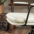 thumbnail image 5 of Art Leon Mid-Century Swivel Accent Chair - No Wheels,Upholstered Faux Leather Desk Chair with Oak Wood Legs - Off-White, 5 of 9