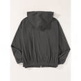 thumbnail image 3 of Women's Corduroy Hooded Long Sleeve Jacket Solid Color Loose Comfortable Casual Outerwear Dark Gray S, 3 of 4