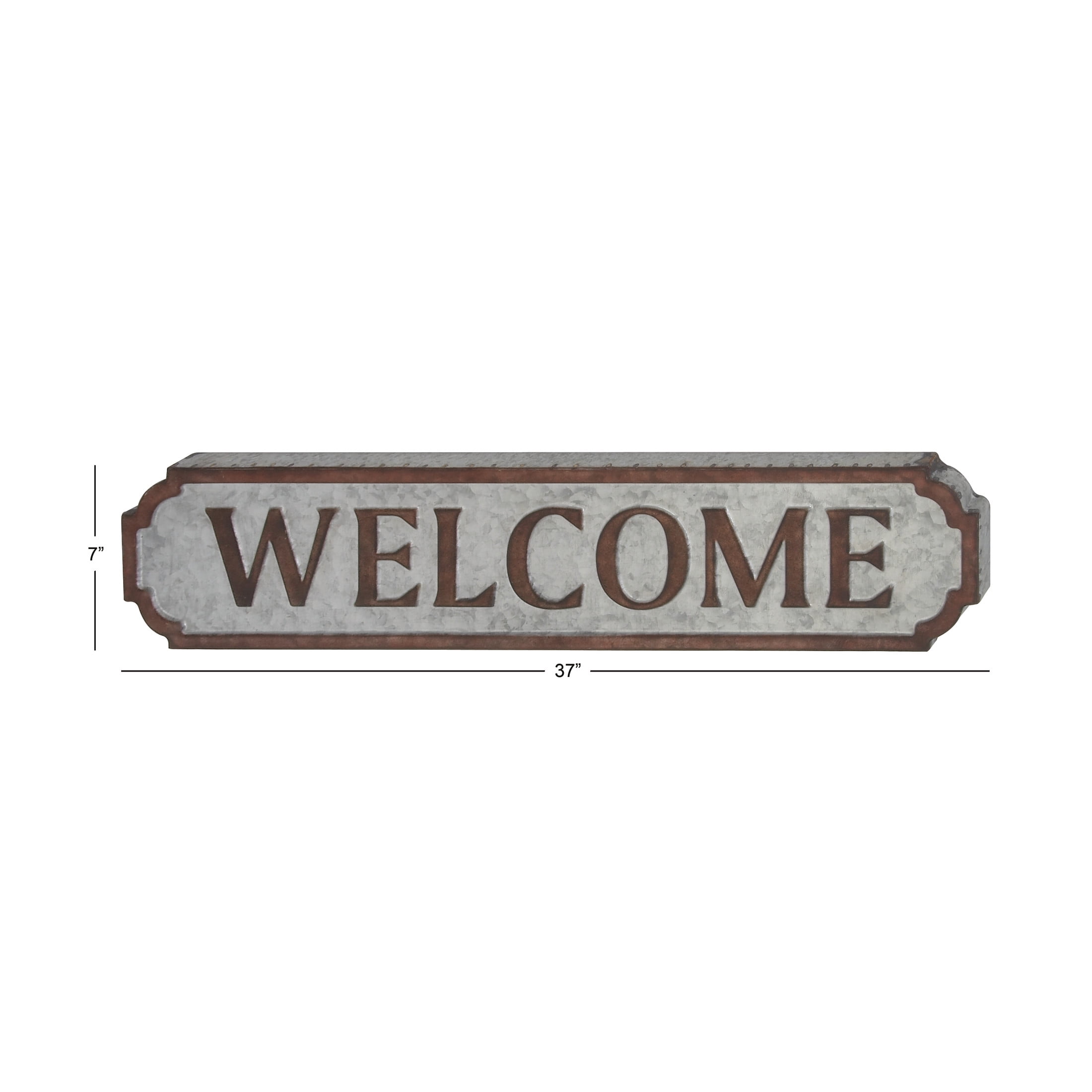 DecMode Brown Metal Welcome Sign Wall Decor
