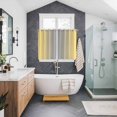 thumbnail image 3 of Yellow Gray Ombre Kitchen Curtains 63 Inch Length, Modern Gradient Abstract Art Grommet Top Bedroom Living Room Curtains, Light Filtering Cafe Curtain Drapes 2 Panels Set 104''x63'', 3 of 9