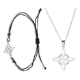 thumbnail image 1 of Collar Y Pulsera Nudo De Bruja  2 pcs, negro/plata, 1 of 5