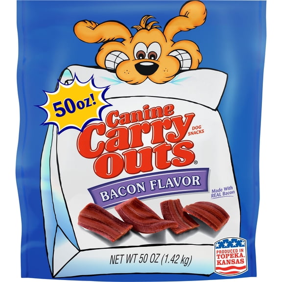 Canine Carry Outs Bacon Flavor Dog Snacks (Various Sizes)