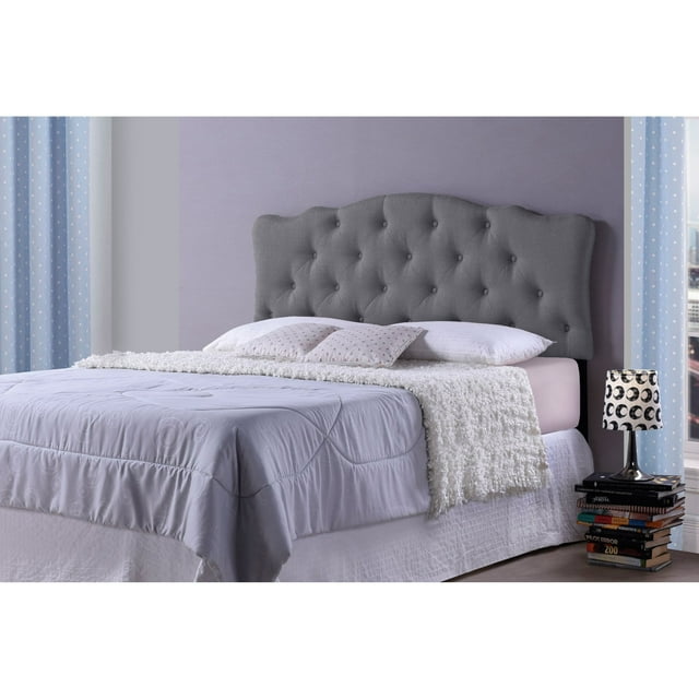Baxton Studio Rita Modern and Contemporary Full Size Black Faux Leather Upholstered Button-tufted Scalloped Headboard