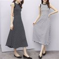thumbnail image 3 of Vestido elegante de rayas adelgazantes de estilo coreano, vestido de chaleco sin mangas simple retro de verano para mujer, vestido de línea A, 3 of 5