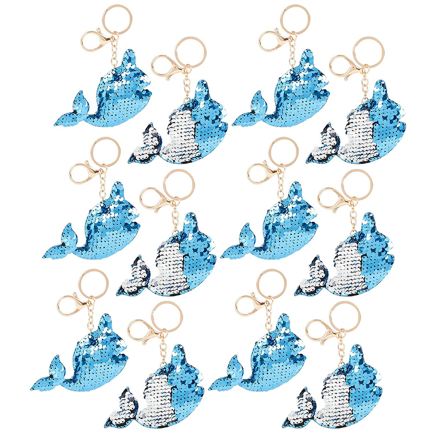 Blue & Silver - 2.5 inch FLIP SEQUIN NARWHAL KEYCHAIN Generic Value Plush 