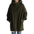 thumbnail image 3 of Glonme Loose Fit Hooded Jacket Womens Casual Pockets Zip up Hoodies Tunic Sweatshirt Plus Size Long Hoodie Jacket Army Green XL, 3 of 6
