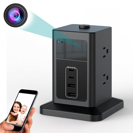 CAMDUCK XN Hidden Camera Charger with 4K, 1 Channel, 128G SD Card, Black, night vision
