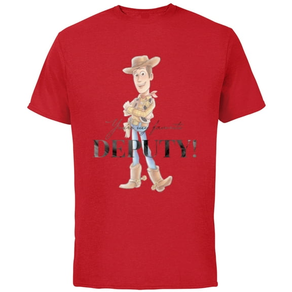 Disney 100 and Pixar’s Toy Story Woody My Favorite Deputy - Short Sleeve Cotton T-Shirt for Adults - Customized-Red
