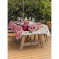thumbnail image 2 of Outdoor Tablecloth with Umbrella Hole and Zipper, Valentine's Day Rectangle Table Cloth 52x70 Inch Waterproof Tablecloth, Romantic Love Truck Roses Plaid Beige Picnic Table Cover for Patio Camping, 2 of 7