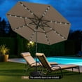 thumbnail image 4 of Demifill 10 Feet Solar Patio Umbrella with 32 LED Lights 3-Tier Vented Top for Patio, Garden, Backyard, Outdoor Shade, Taupe, 4 of 13