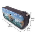 thumbnail image 3 of Picia Two Brave Cats Are Floating On The Sea Iceberg Pattern Large Capacity PU Leather Pencil Case Organizer Pen Marker Holder Double Zipper Storage Bag Big Pencil Pouch for College Office, 3 of 6