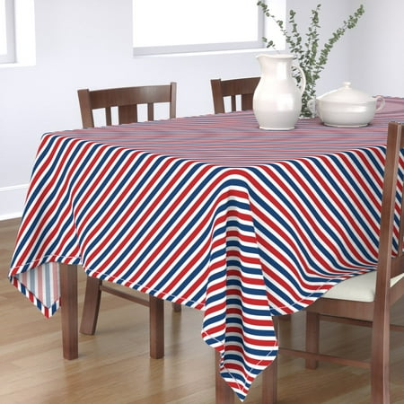 

Cotton Sateen Tablecloth 70 x 144 - American Stripes Flag America Usa Patriotic Stripe Independence Day July 4Th Print Custom Table Linens by Spoonflower